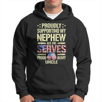 Mens Supporting My Nephew As He Serves - Proud Army Uncle Gift Men Hoodie Graphic Print Hooded Sweatshirt - Seseable