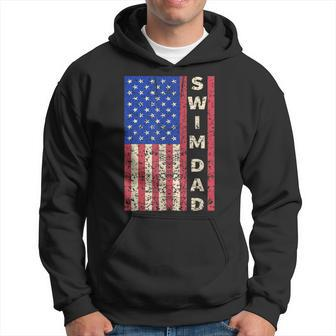 Mens Swim Dad American Flag Swimmer Fathers Day Gift Hoodie - Seseable