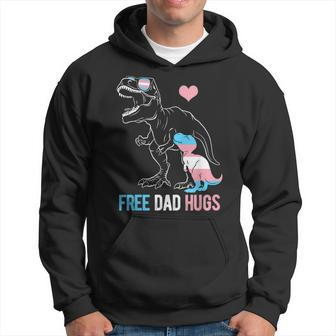 Mens Trans Free Dad Hugs Dinosaur Rex Daddy Transgender Pride Hoodie - Thegiftio UK