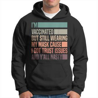 Mens Vaccinated Masked For Men Funny Joke Get Vaccinated Men Hoodie Graphic Print Hooded Sweatshirt - Seseable