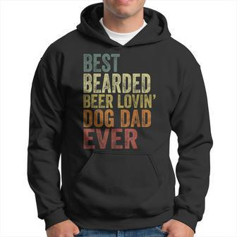 Mens Vintage Best Bearded Beer Lovin Dog Dad Pet Lover Owner Hoodie - Seseable