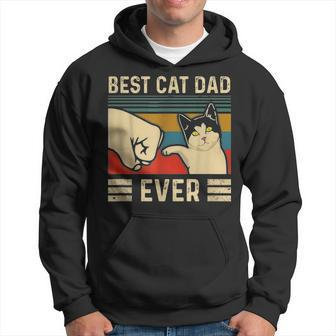 Mens Vintage Best Cat Dad Ever Bump Fit Fathers Day Gift Hoodie - Seseable