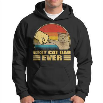 Mens Vintage Best Cat Dad Ever Bump Fit Funny Cat Lover Gift Hoodie - Seseable
