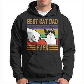 Mens Vintage Best Cat Dad Ever Men Bump Fit Fathers Day Gift Hoodie - Seseable