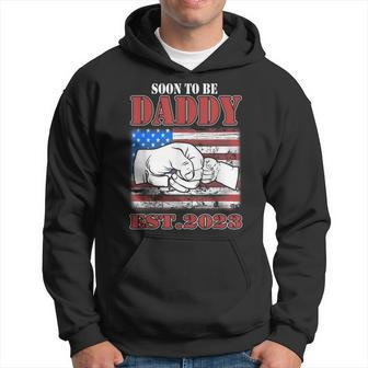 Mens Vintage New Daddy 2023 Promoted To Dad Est 2023 New Baby Hoodie | Mazezy