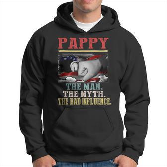 Mens Vintage Pappy The Man The Myth The Bad Influence Fathers Day Hoodie - Thegiftio UK