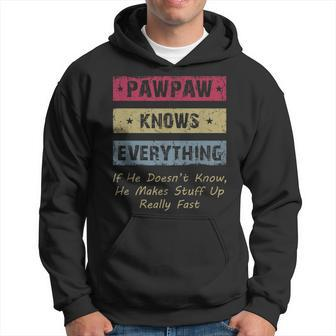 Mens Vintage Pawpaw Knows Everything Gift Dad Father Fathers Day Hoodie - Seseable