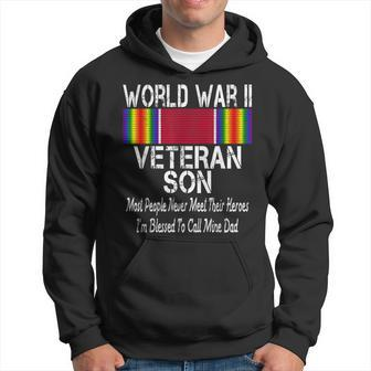 Mens World War Ii Veteran Son Us Military Vet Family Gift Men Hoodie Graphic Print Hooded Sweatshirt - Seseable