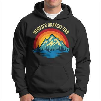 Mens Worlds Okayest Dad - Funny Father Gift Retro Vintage Hoodie - Seseable