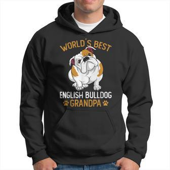 Mens World´S Best English Bulldog Grandpa Dog Owner Funny Men Hoodie - Seseable