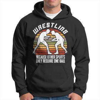 Mens Wrestling Because Other Sports Only Require One Ball Wrestle Men Hoodie Graphic Print Hooded Sweatshirt | Seseable UK