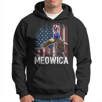 Meowica Cat Uncle Sam Eagle American Flag 4Th Of July Gift Hoodie | Mazezy