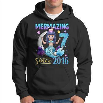 Mermaid Birthday Girl 7 Years Old Mermaid 7Th Birthday Girls Hoodie | Mazezy CA