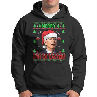 Merry 4Th Of Easter Funny Joe Biden Christmas Ugly Sweater V5 Men Hoodie Graphic Print Hooded Sweatshirt - Seseable