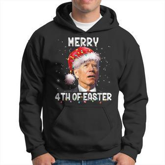 Merry 4Th Of Easter Santa Funny Joe Biden Confused Christmas Men Hoodie Graphic Print Hooded Sweatshirt - Seseable