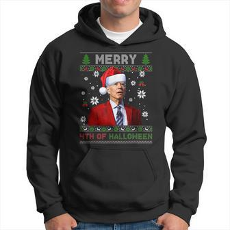 Merry 4Th Of Halloween Funny Biden Ugly Christmas Sweater V6 Men Hoodie Graphic Print Hooded Sweatshirt - Thegiftio UK