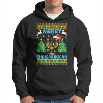 Merry Chrismukkah 2022 Happy Hanukkah Christmas Santa Hat Men Hoodie Graphic Print Hooded Sweatshirt - Seseable