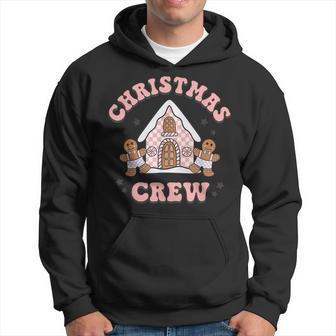 Merry Christmas Crew Gingerbread House Xmas Vibes Men Hoodie Graphic Print Hooded Sweatshirt - Seseable
