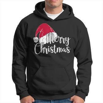 Merry Christmas Gift Cute Santas Hat Funny Womens Mom Xmas Men Hoodie Graphic Print Hooded Sweatshirt - Seseable