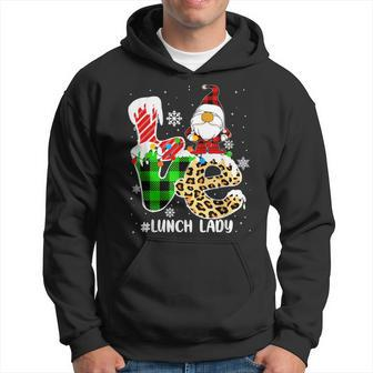 Merry Christmas Gnome Love Lunch Lady Women Matching Men Hoodie Graphic Print Hooded Sweatshirt - Thegiftio UK