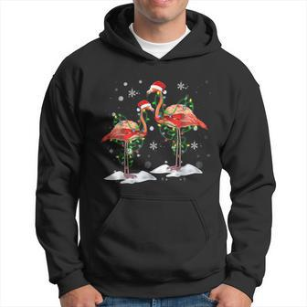 Merry Christmas Hat Santa Flamingo Light Snow Xmas Pajamas V3 Men Hoodie - Thegiftio UK