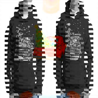 Merry Christmas Vintage Wagon Tree Red Truck Vacation Men Hoodie Graphic Print Hooded Sweatshirt | Seseable CA