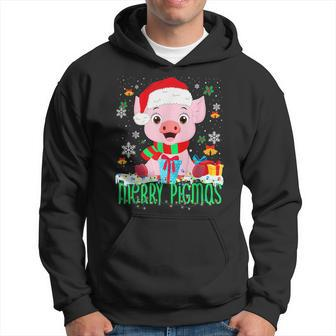 Merry Pigmas Pig Christmas Santa Hat Funny Xmas Light Farmer V4 Men Hoodie Graphic Print Hooded Sweatshirt - Thegiftio UK