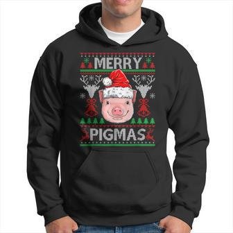 Merry Pigmas Pig Christmas Ugly Sweater Funny Xmas Women Men Hoodie Graphic Print Hooded Sweatshirt - Seseable