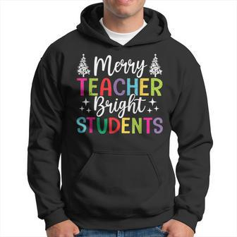 Merry Teacher Bright Students Cute Christmas Teacher Xmas Men Hoodie Graphic Print Hooded Sweatshirt - Seseable
