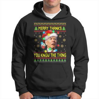 Merry Thanks You Know The Thing Santa Joe Biden Men Hoodie - Thegiftio UK