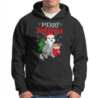 Merry Wolfmas Wolf Christmas Tree Animal Lovers Xmas Men Hoodie - Thegiftio UK