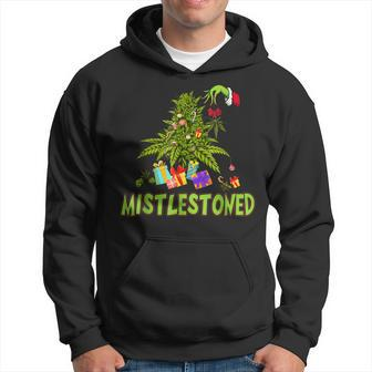 Mistlestoned Vintage Christmas Weed Smoker Men Hoodie Graphic Print Hooded Sweatshirt - Seseable