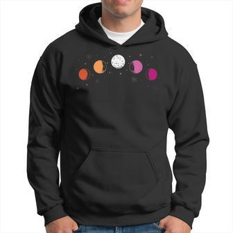 Moon Phases Astronomy Subtle Lesbian Flag Color Lgbt Pride Hoodie | Mazezy