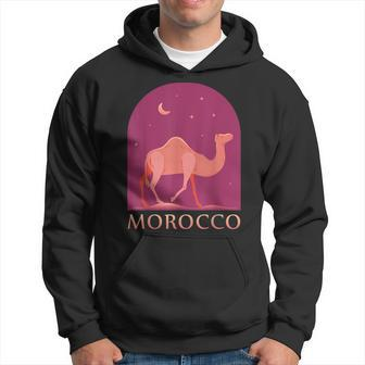 Morocco - Camel Walking In The Desert At Night Men Hoodie Graphic Print Hooded Sweatshirt - Seseable