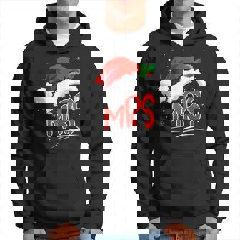 Mr And Mrs Santa Hat Funny Christmas Couples Matching Pajama Men Hoodie Graphic Print Hooded Sweatshirt - Seseable