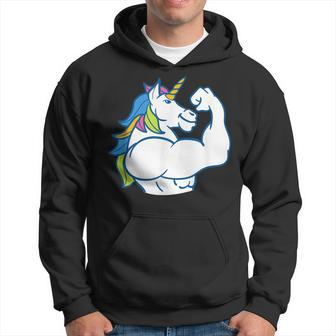 Muscular Unicorn Funny Magical Fitness Bodybuilder Dad Hoodie | Mazezy