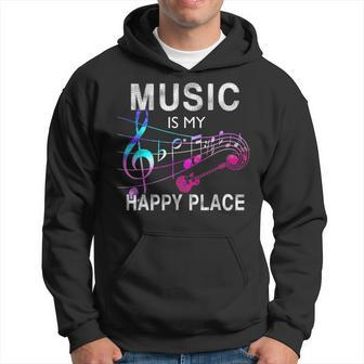 Music Is My Happy Place Inspiring Music Novelty Gift Hoodie | Mazezy UK