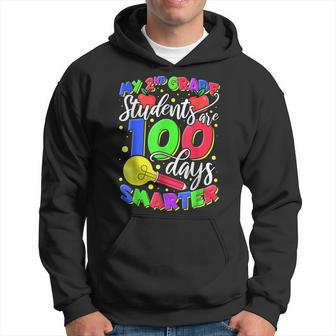 My 2Nd Grade Students Are 100 Days Smarter Teacher Men Hoodie Graphic Print Hooded Sweatshirt - Seseable