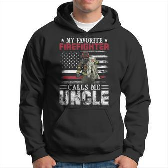 My Favorite Firefighter Calls Me Uncle American Flag Gift Hoodie | Mazezy