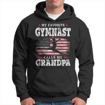 My Favorite Gymnast Calls Me Grandpa Usa Flag Father Gift Hoodie | Mazezy