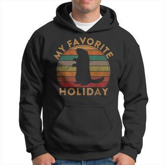 My Favorite Holiday Ground Hog Sunset Gift Groundhog Day Hoodie - Seseable
