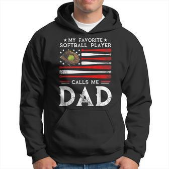 My Favorite Softball Player Calls Me Dadsoftball Dad Gift For Mens Hoodie | Mazezy