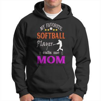 My Favorite Softball Player Calls Me Mom V2 Men Hoodie Graphic Print Hooded Sweatshirt - Seseable