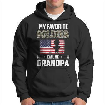 My Favorite Soldier Calls Me Grandpa Proud Army Grandpa Flag Gift For Mens Hoodie | Mazezy