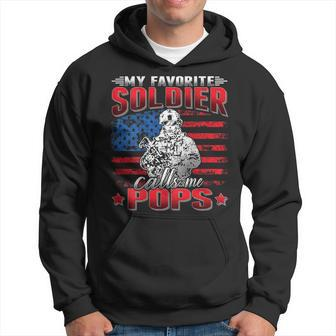 My Favorite Soldier Calls Me Pops Us Flag Army Grandpa Gift For Mens Hoodie | Mazezy