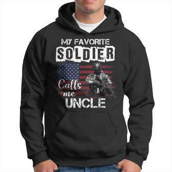 My Favorite Soldier Calls Me Uncle Army Veteran Men Hoodie Graphic Print Hooded Sweatshirt - Seseable
