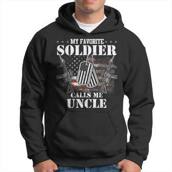 My Favorite Soldier Calls Me Uncle Veteran Men Hoodie Graphic Print Hooded Sweatshirt - Seseable