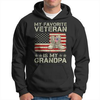 My Favorite Veteran Is My Grandpa Combat Boots American Flag Hoodie - Seseable