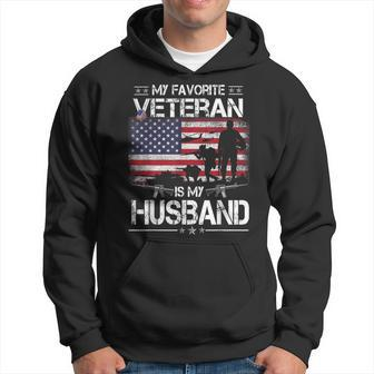 My Favorite Veteran Is My Husband - Flag Father Veterans Day Hoodie - Seseable