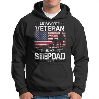 My Favorite Veteran Is My Stepdad - Flag Father Veterans Day Hoodie - Seseable